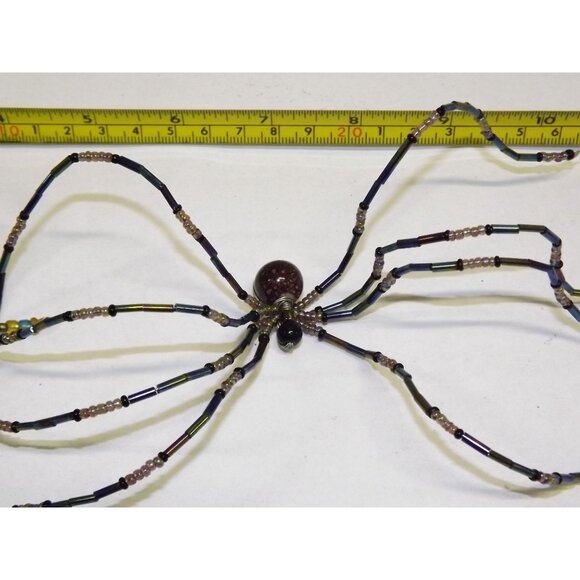 Handmade Beaded Spider Ornaments Set Of 7 Decor Figurines Beads Stones Ooak BagE - Picture 4 of 16